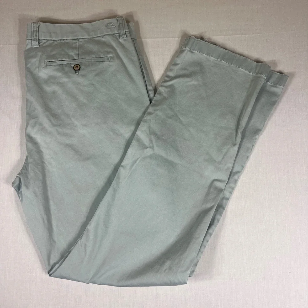 Tommy Bahama Boracay Chino Pants Mens 36x32 Light Green Stretch Straight Leg